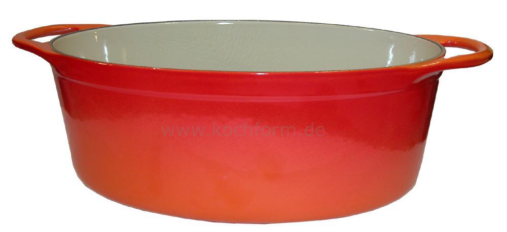 Le Creuset Doufeu Saftbräter oval Gusseisen ofenrot ohne Deckel