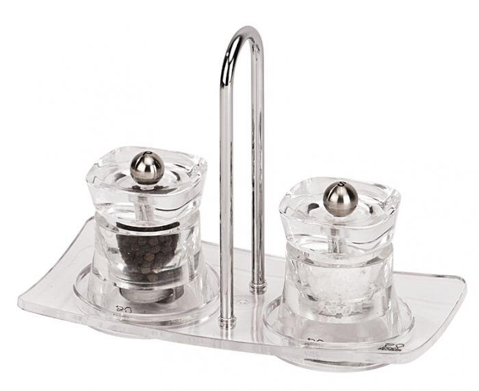 Peugeot Mühlentablett Linéa Acryl mit Salz- und Pfeffermühle Set