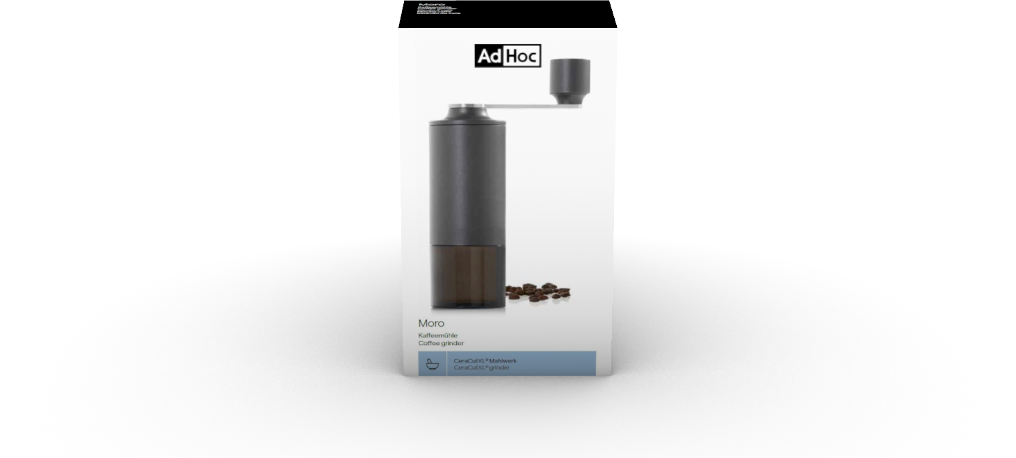 AdHoc Kaffeemühle Moro dark grey manuelle Kaffeemühle Verpackung