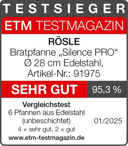 Rösle Bratpfanne Silence PRO ø 28 cm Edelstahl Testsieger sehr gut 95,3%