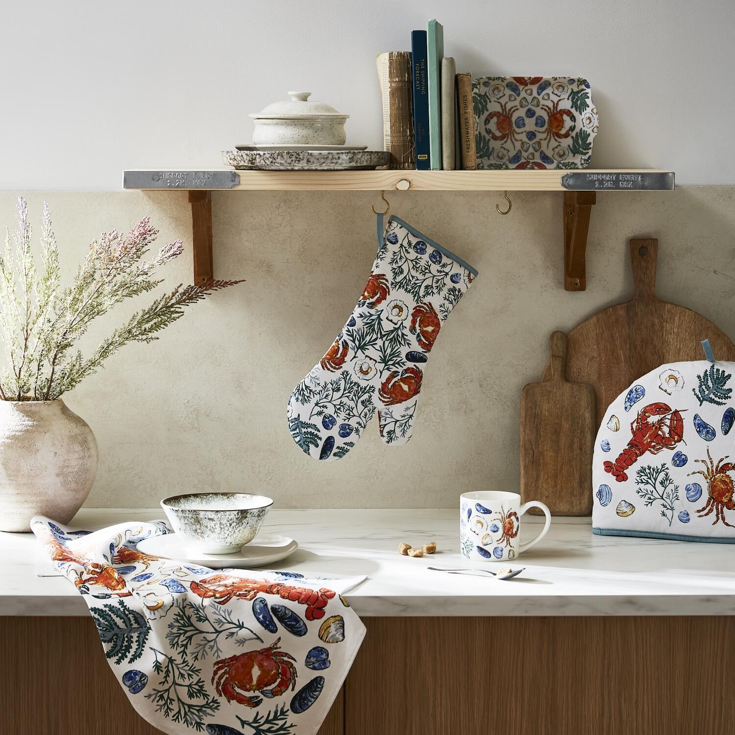 Ulster Weavers Geschirrtuch Baumwolle Shellfish mit Meeresfrüchte-Motiv