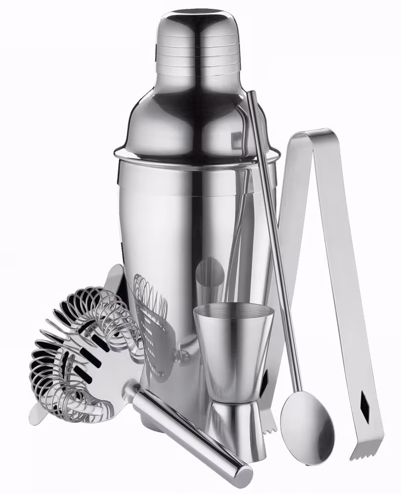 cilio Bar-Set 5-teilig Cocktailshaker mit Zubehör Edelstahl Set