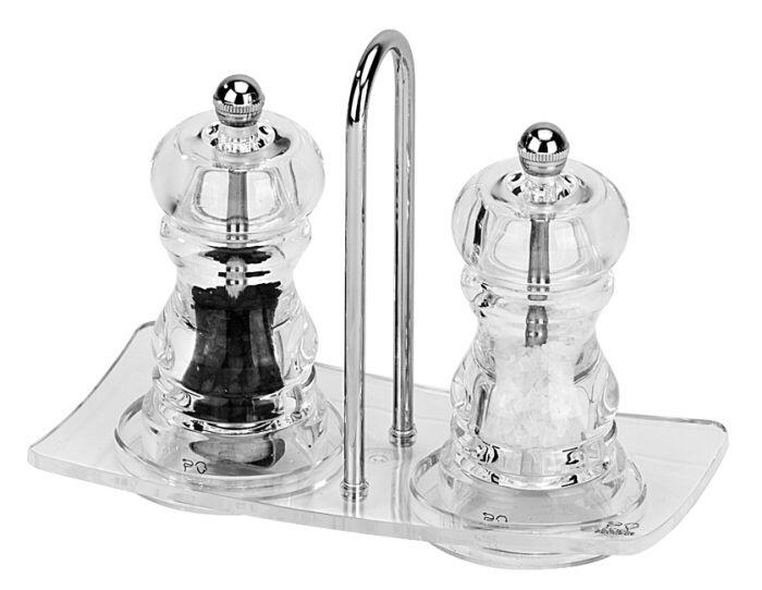 Peugeot Mühlentablett Linéa Acryl mit Salz- und Pfeffermühle Set