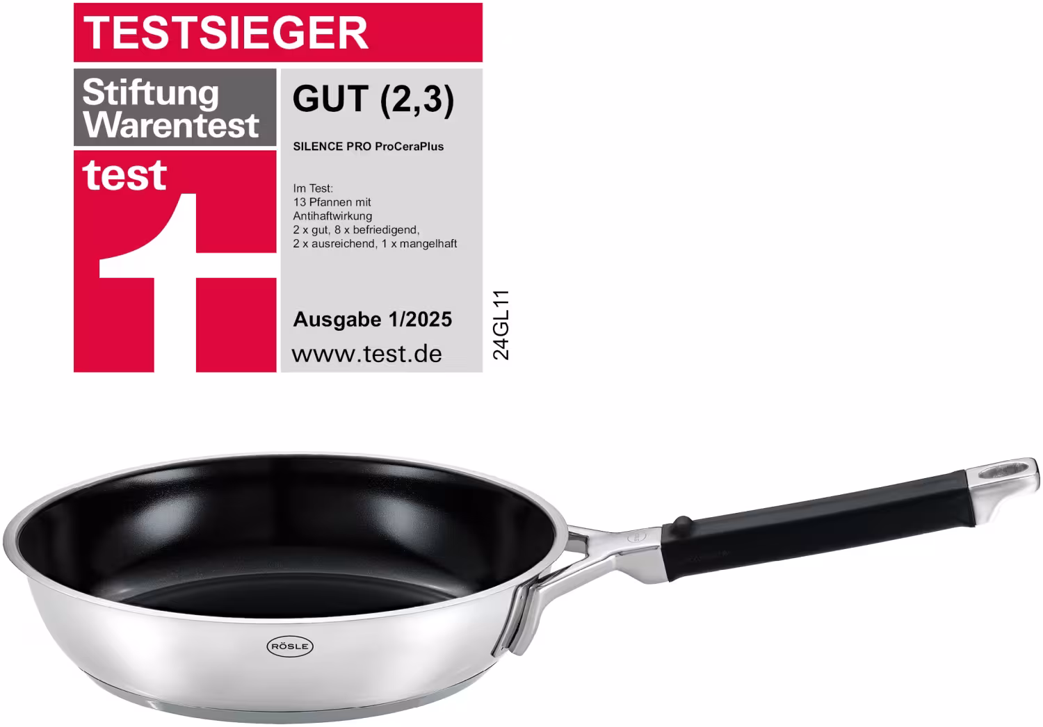Rösle Bratpfanne Silence PRO ProCeraPlus Testsieger Stiftung Warentest Gut 2,3