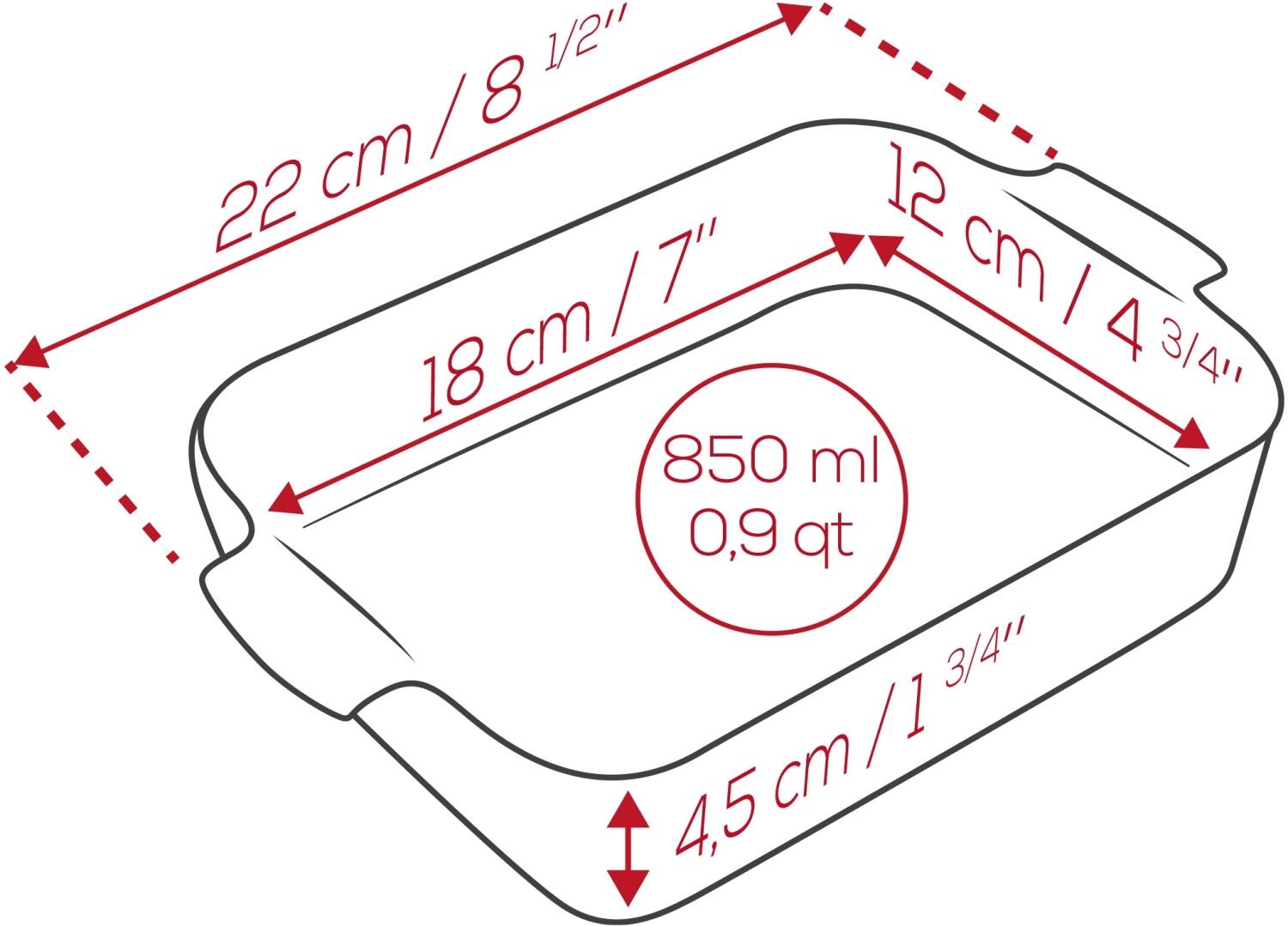 Appolia Auflaufform rechteckig waldgrün 850 ml 22x12 cm Maße