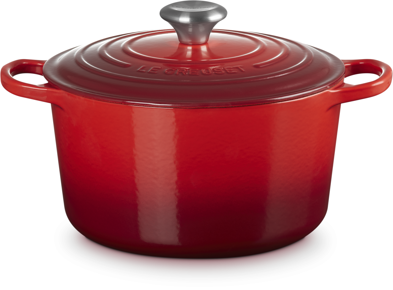Le Creuset hoher Br&auml;ter Signature rund in kirschrot
