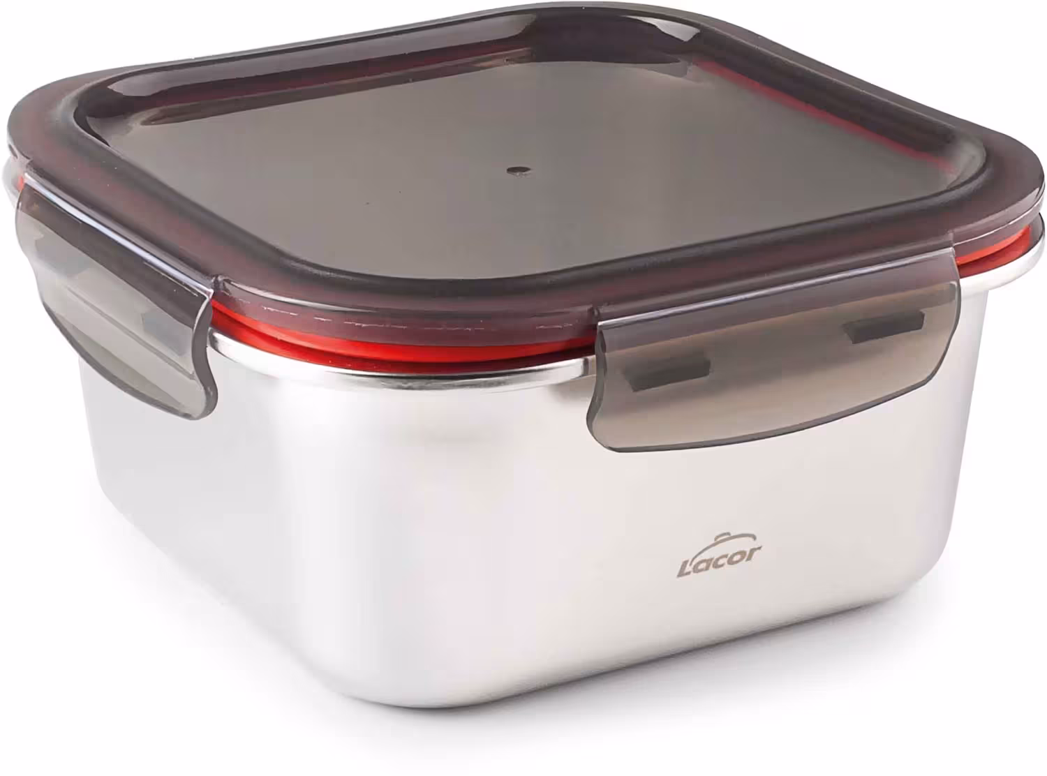 Lacor Ecoinox Edelstahldose quadratisch mit Deckel und Clips