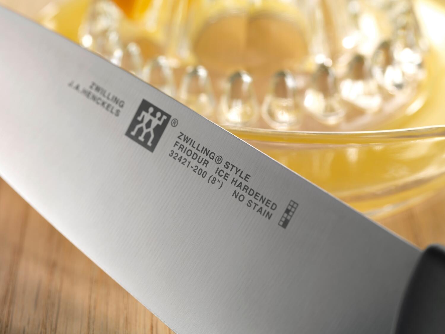 Zwilling Henckels Messerblock Style 8 tlg Küchenmesser Klinge Detail