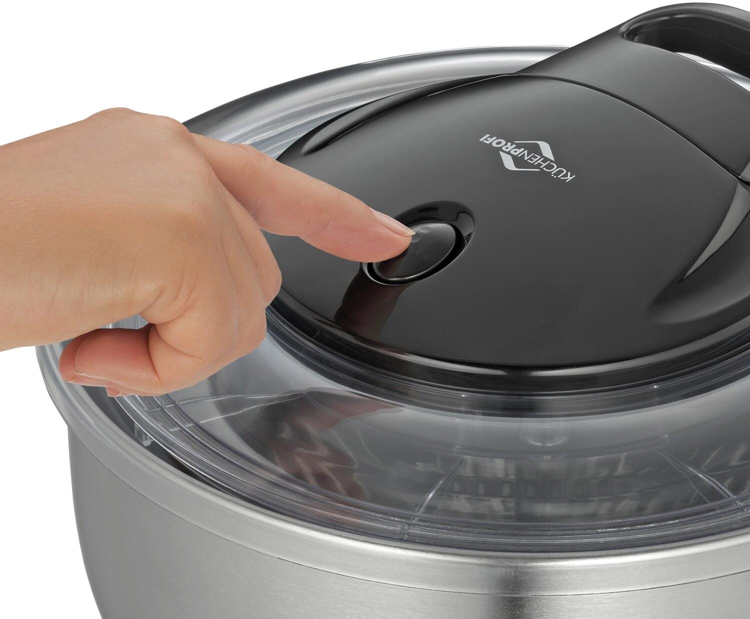 Küchenprofi Salatschleuder Turbo Edelstahl mit Druckknopfdeckel