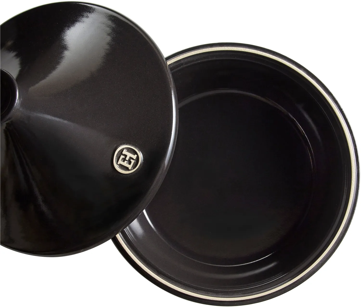 Emile Henry Tajine fusain schwarz Keramik Schmortopf mit Deckel