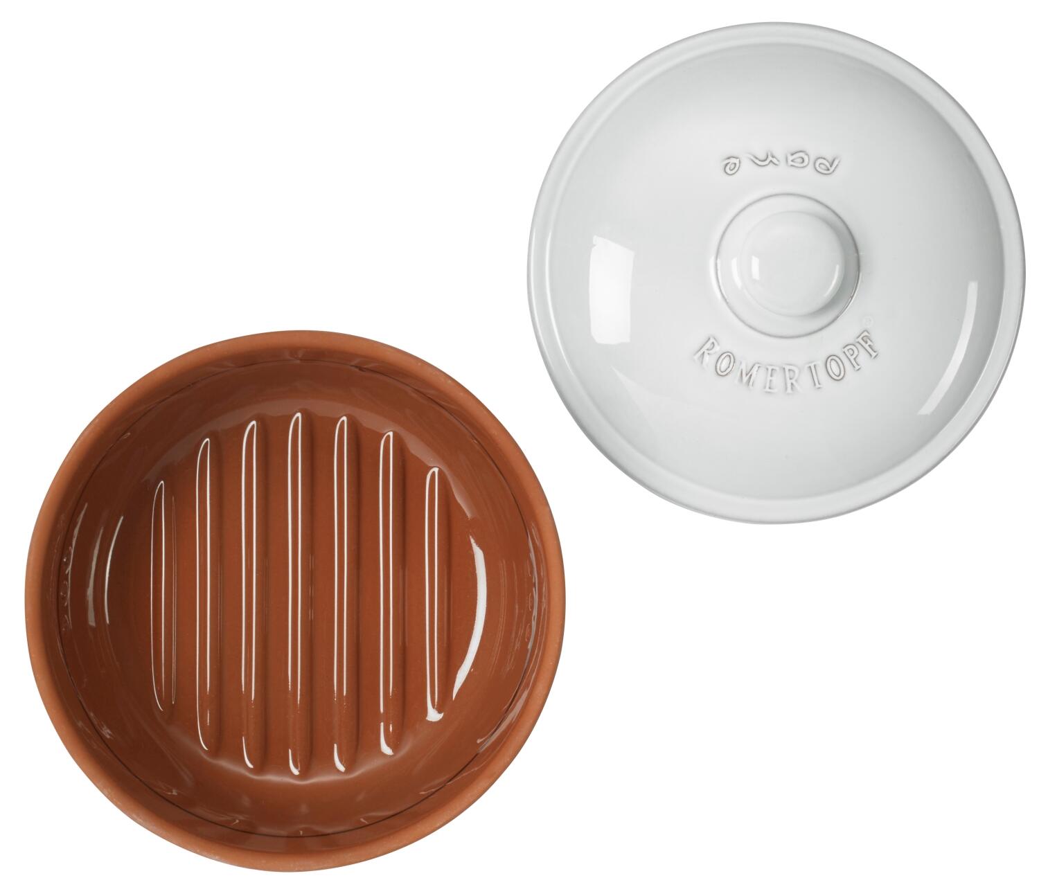 Römertopf Brot-Frischetopf rund weiß mit Deckel Keramik