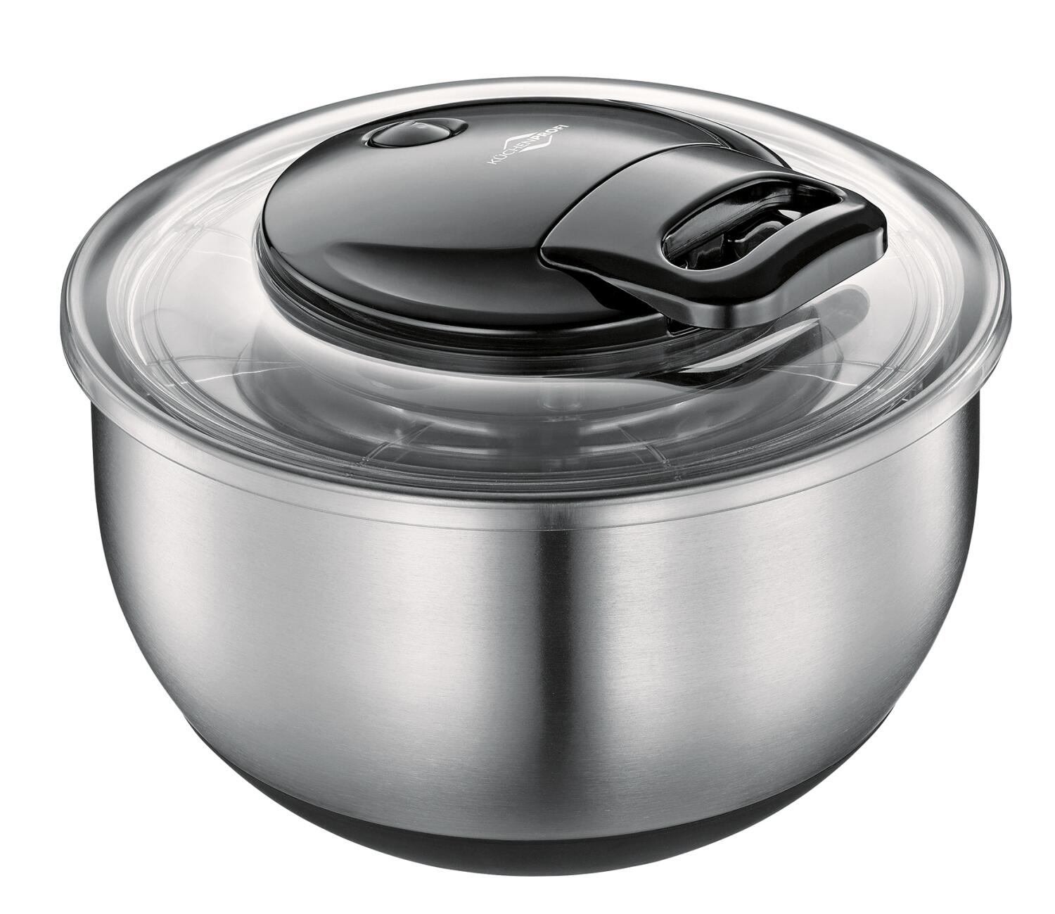 Küchenprofi Salatschleuder Turbo Edelstahl mit Deckel und Kurbelgriff