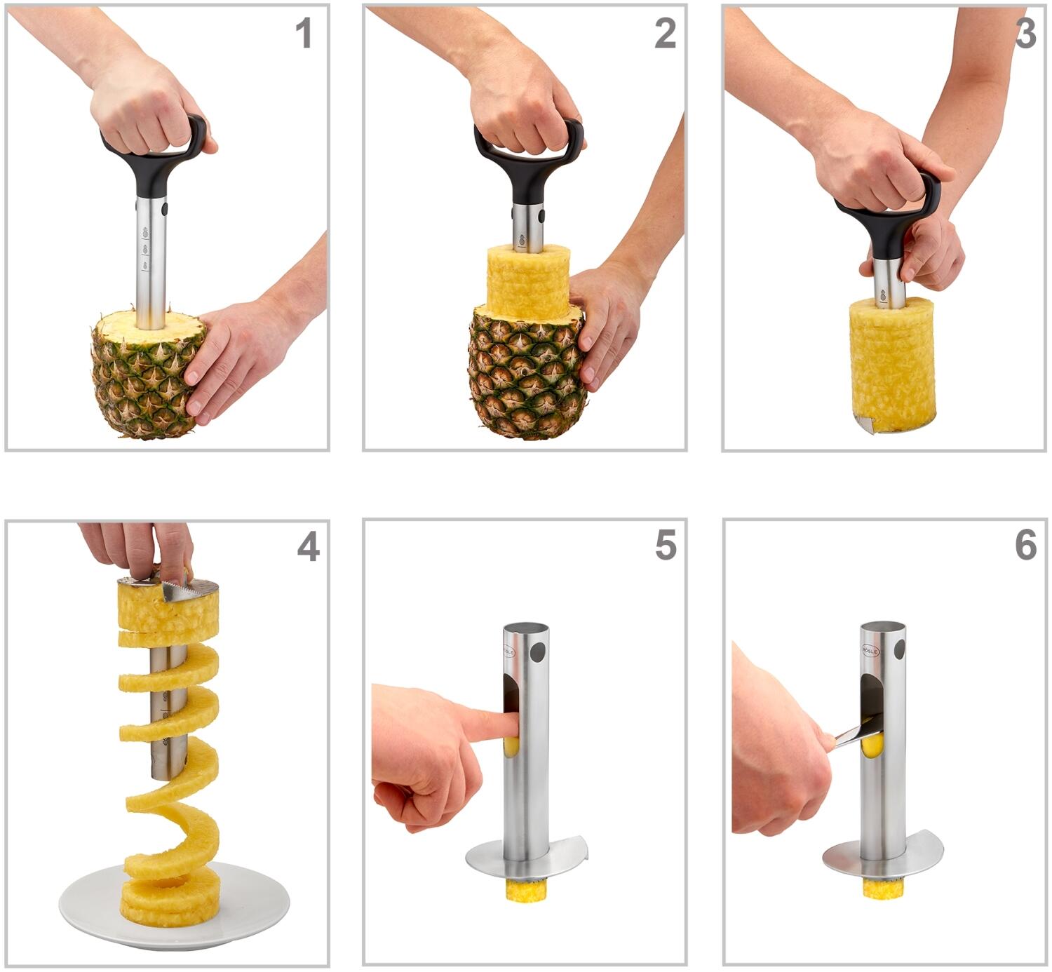 Rösle Ananasschneider Pro schneidet Ananas in Spiralen und Scheiben