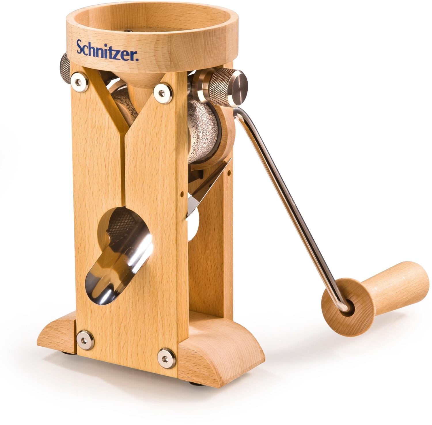 Schnitzer Getreideflocker CAMPO Edelstahlwalze Handkurbel Holzgerät für Flocken
