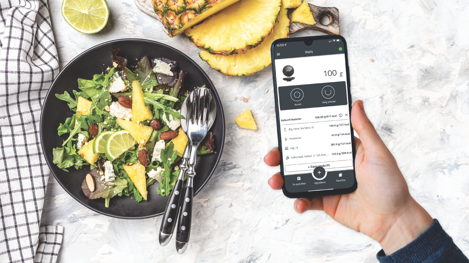 Hjortekær Danmark Wally Wand-Küchenwaage rot App-Steuerung 100 g