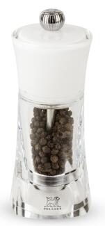 Peugeot Molène Pfeffermühle weiß mit Pfefferkörnern im Acrylkörper