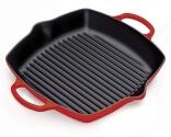 Le Creuset Grillpfanne Signature quadratisch mit 2 Griffen in kirschrot