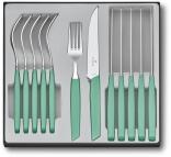 Victorinox Swiss Modern Besteck-Set mit Steakmessern, 12-teilig, minzgrün