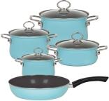 Riess Geschirr-Set aus Emaille, 5-tlg. in kristallblau