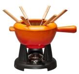 Le Creuset Käsefondue Set aus Gusseisen in ofenrot