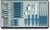 Victorinox Swiss Modern Besteck-Set mit Steakmessern, 24-teilig, kornblumen-blau