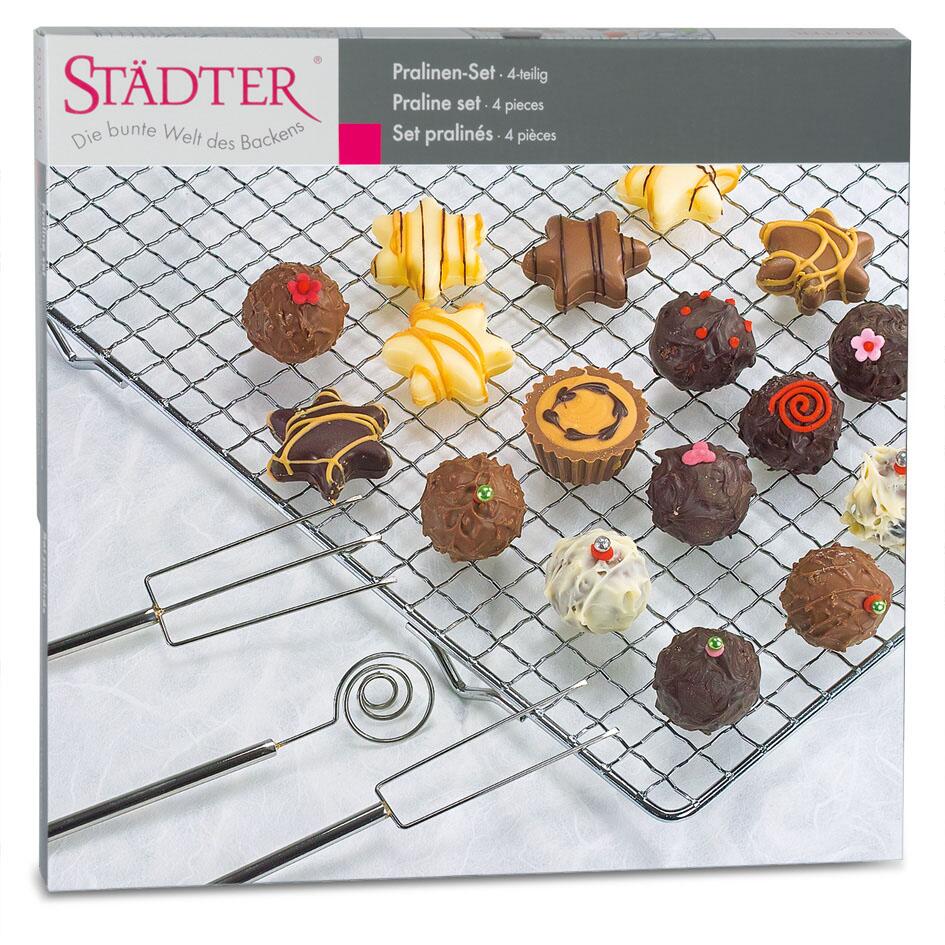 Städter Pralinenhelfer Pralinen-Set 4-teilig Pralinen abtropfen lassen auf Gitter