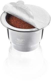 GEFU CONSCIO Kaffeekapseln-Set 8-teilig Edelstahlkapsel mit Kaffeepulver