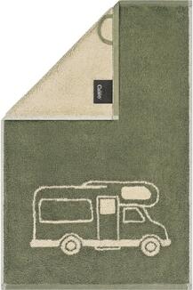 Cawö Home Handtuch Camper Postcard Towel Edition grün mit Wohnmobilmotiv