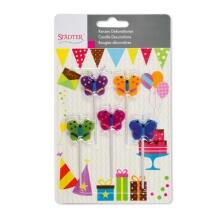 Städter Tortendeko Schmetterlinge 3 x 7,5 cm Bunt Sticks Set, 5-teilig