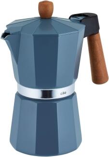 cilio Espressokocher LEGNO 6T blu blau mit Holzgriff