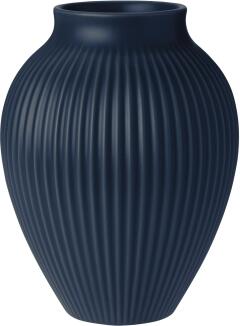 Knabstrup Vase geriffelt ripple mat dark blue Keramikvase