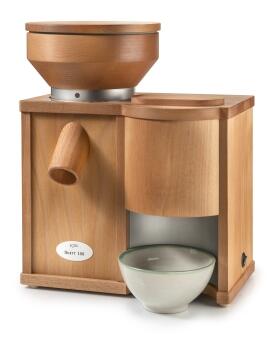 KoMo Duett 100 Getreidemühle & Flocker aus Holz mit Schüssel