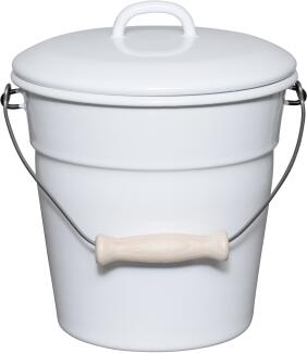 Riess Bioeimer mit Deckel aus Emaille in weiß