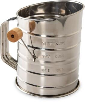 Nordic Ware Mehlsieb Edelstahl mit Kurbel und Holzgriff