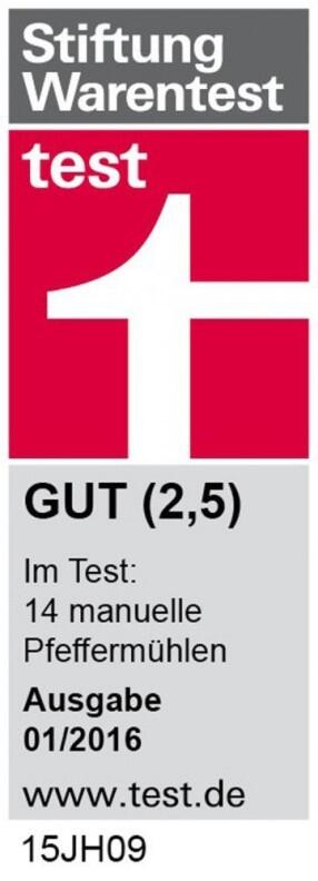 Stiftung Warentest Test 1 Gut 2,5 Le Creuset Pfeffermühle ofenrot