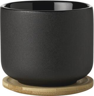 Stelton Theo Becher mit Untersetzer Theo in schwarz, 0,2 Liter