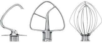KitchenAid Edelstahlrührer Set 3-teilig Knethaken Flachrührer Schneebesen