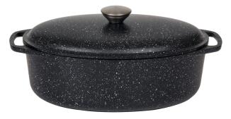 SSW Schlemmerbräter Rosso stone look Bräter mit Deckel schwarz gesprenkelt