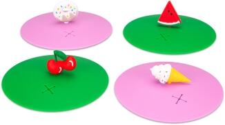 Städter Glasabdeckung mit Figur, 4tlg. Set