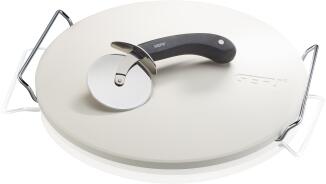 GEFU Pizzastein mit Gestell + Pizzaschneider DARIOSO, rund