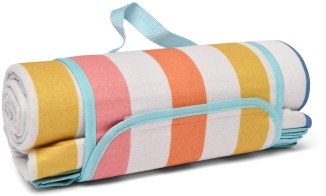 Ulster Weavers Picknickdecke Carlson Stripe gestreift gerollt mit Tragegriff