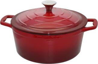 ELO Gusseisen-Kochtopf kirschrot 26 cm mit Deckel
