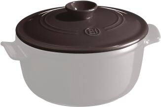 Emile Henry Ersatzdeckel für runden Schmortopf in fusain