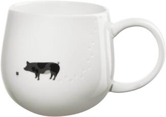 ASA Henkelbecher footprints pig mit Schwein Motiv weiß