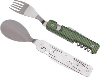Akinod Multifunktionales Besteck 13h25 Aluminium khaki mit Gabel Löffel