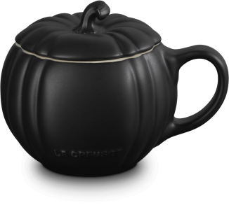 Le Creuset Becher Kürbis mit Deckel in schwarz matt, 400 ml