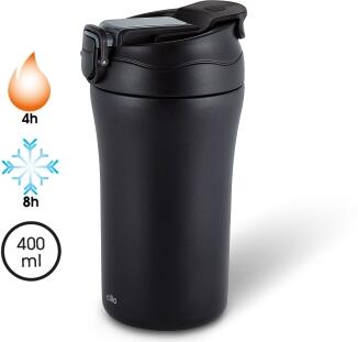 cilio DOPPIO Isoliertrinkbecher 400 ml nero, auslaufsicher To-go Becher