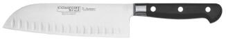 Burgvogel Messer Santokumesser Comfort Line mit Kulle, Edelstahlklinge, schwarzer Griff
