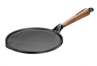 Skeppshult Pfannkuchenpfanne Walnussgriff Gusseisen flach für Crêpes