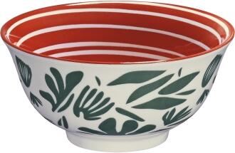 cilio Bowl Amici 18 cm mit Blättern Keramikschale rot-weiß-grün